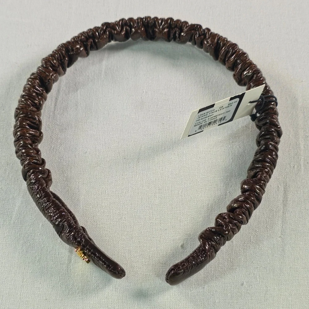Lele Sadoughi Women Headband OS Espresso Brown Lena Ruched Scrunchie Chic NWT